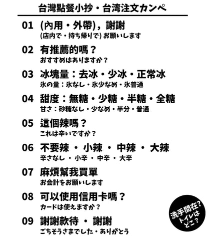 台灣餐廳點餐中日對照旅行翻譯T恤