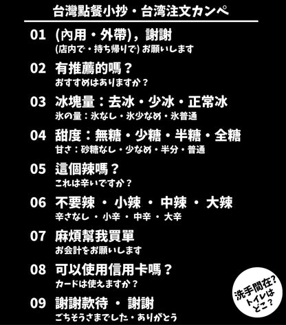 台灣餐廳點餐中日對照旅行翻譯T恤
