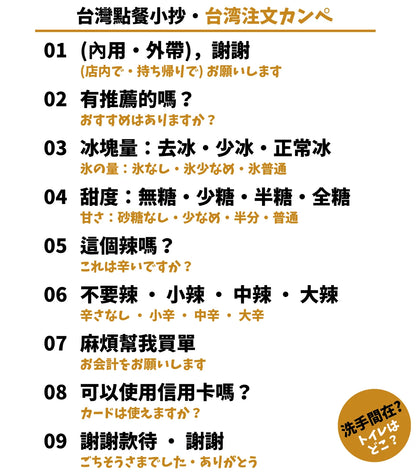 台灣餐廳點餐中日對照旅行翻譯T恤