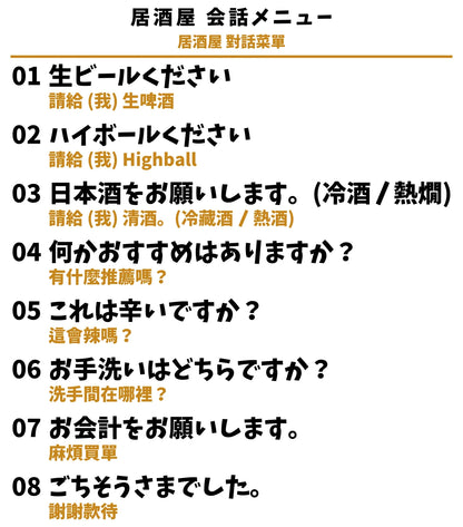 日本居酒屋日中對照旅行翻譯T恤